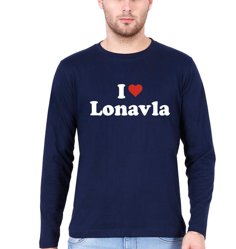 I Love Lonavla Full Sleeves T-Shirt for Men-Navy Blue-Ektarfa.online