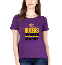 Load image into Gallery viewer, Queens Are Born In November T-Shirt for Women-Purple-Ektarfa.online
