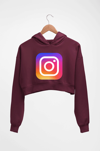 Instagram Crop HOODIE FOR WOMEN-Maroon-Ektarfa.online