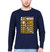 Load image into Gallery viewer, Awesome Full Sleeves T-Shirt for Men-S(38 Inches)-Navy Blue-Ektarfa.online
