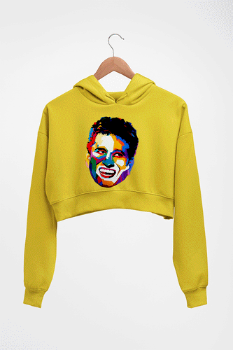 Sachin Tendulkar Crop HOODIE FOR WOMEN-Mustard yellow-Ektarfa.online