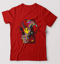Load image into Gallery viewer, Trippy Psychedelic Skull Emoji T-Shirt for Men-Red-Ektarfa.online

