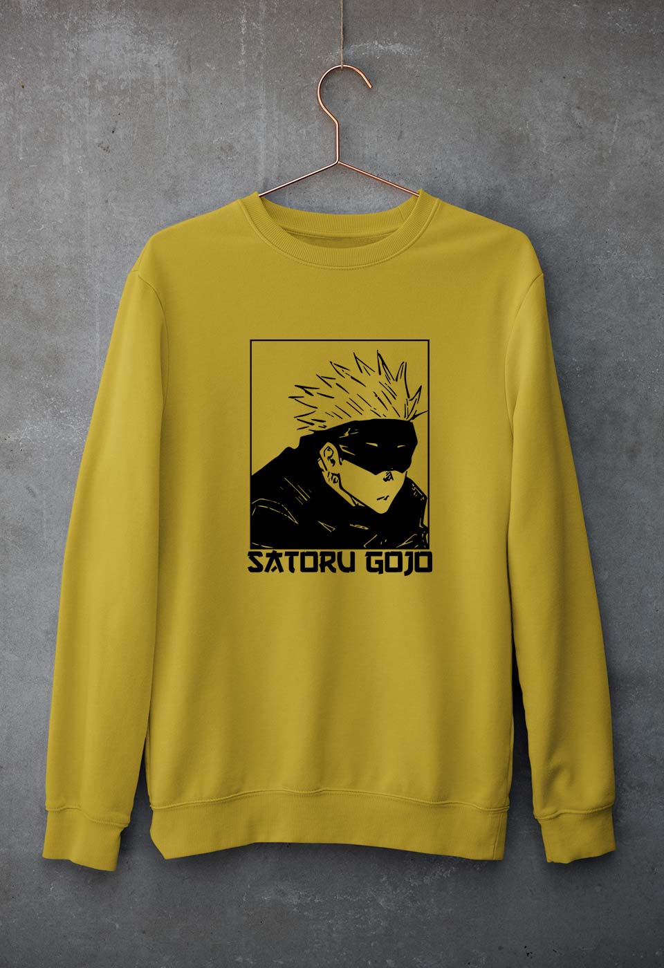 Gojo Satoru Anime Unisex Sweatshirt for Men/Women-S(40 Inches)-Mustard Yellow-Ektarfa.online