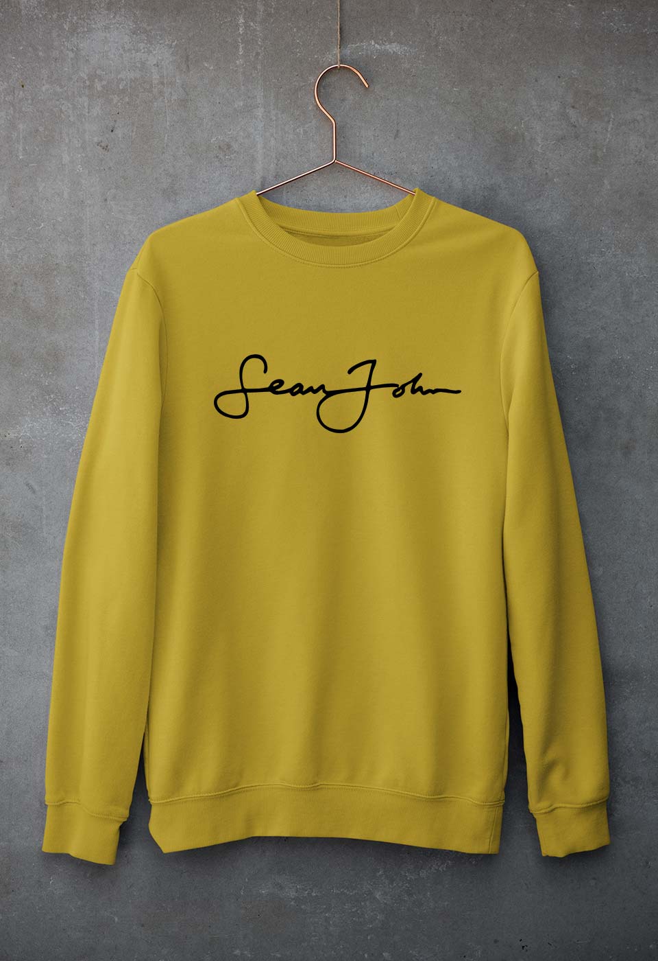 Sean John Unisex Sweatshirt for Men/Women-S(40 Inches)-Mustard Yellow-Ektarfa.online