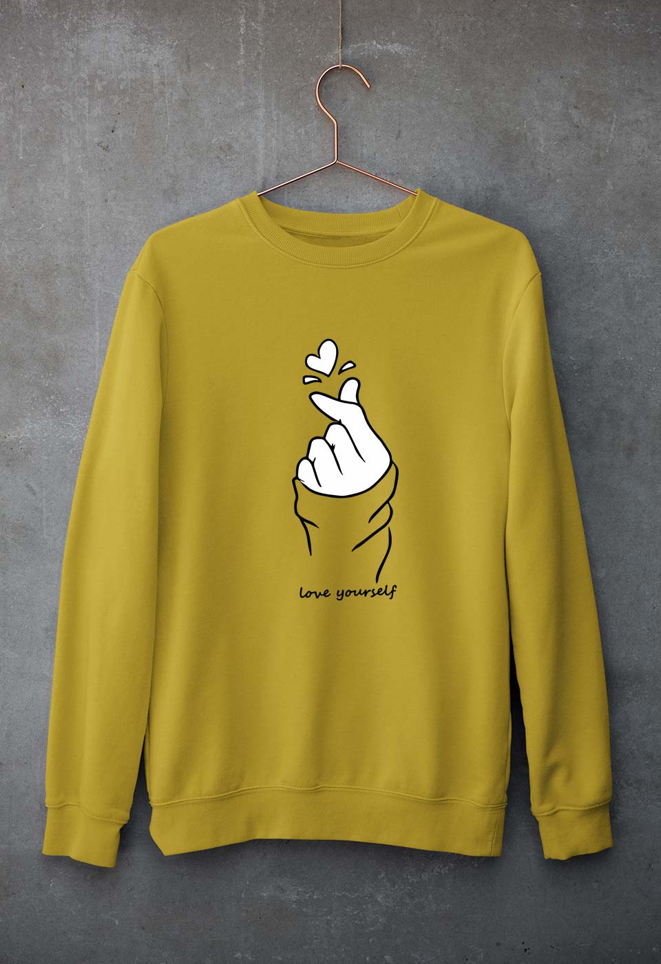 Love Yourself Unisex Sweatshirt for Men/Women-Mustard Yellow-Ektarfa.online
