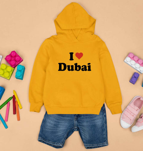 I Love Dubai Kids Hoodie for Boy/Girl-Mustard Yellow-Ektarfa.online
