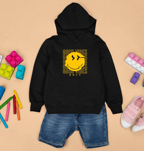 Good Vibes Emoji Kids Hoodie for Boy/Girl-Black-Ektarfa.online