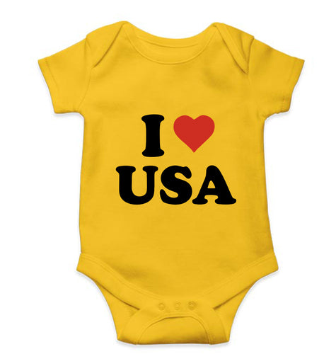 I Love USA Kids Romper For Baby Boy/Girl-0-5 Months(18 Inches)-Yellow-Ektarfa.online