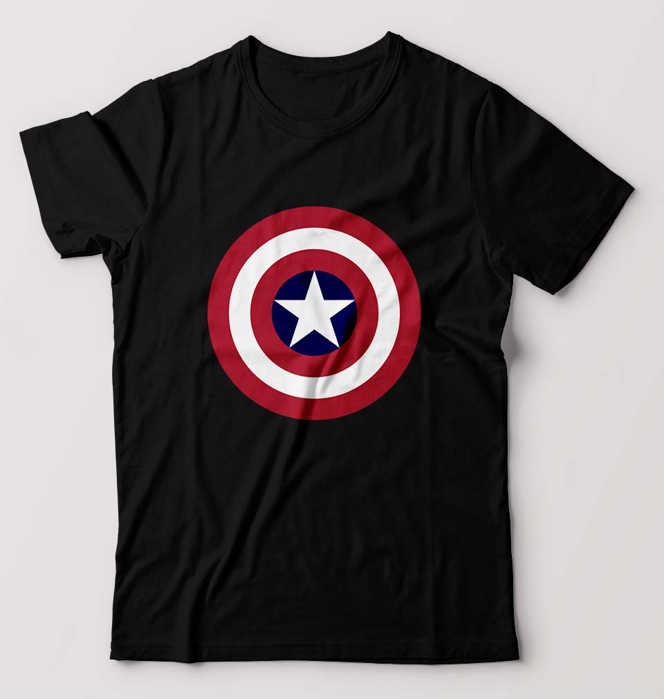 Captain America T-Shirt for Men-S(38 Inches)-Black-Ektarfa.online