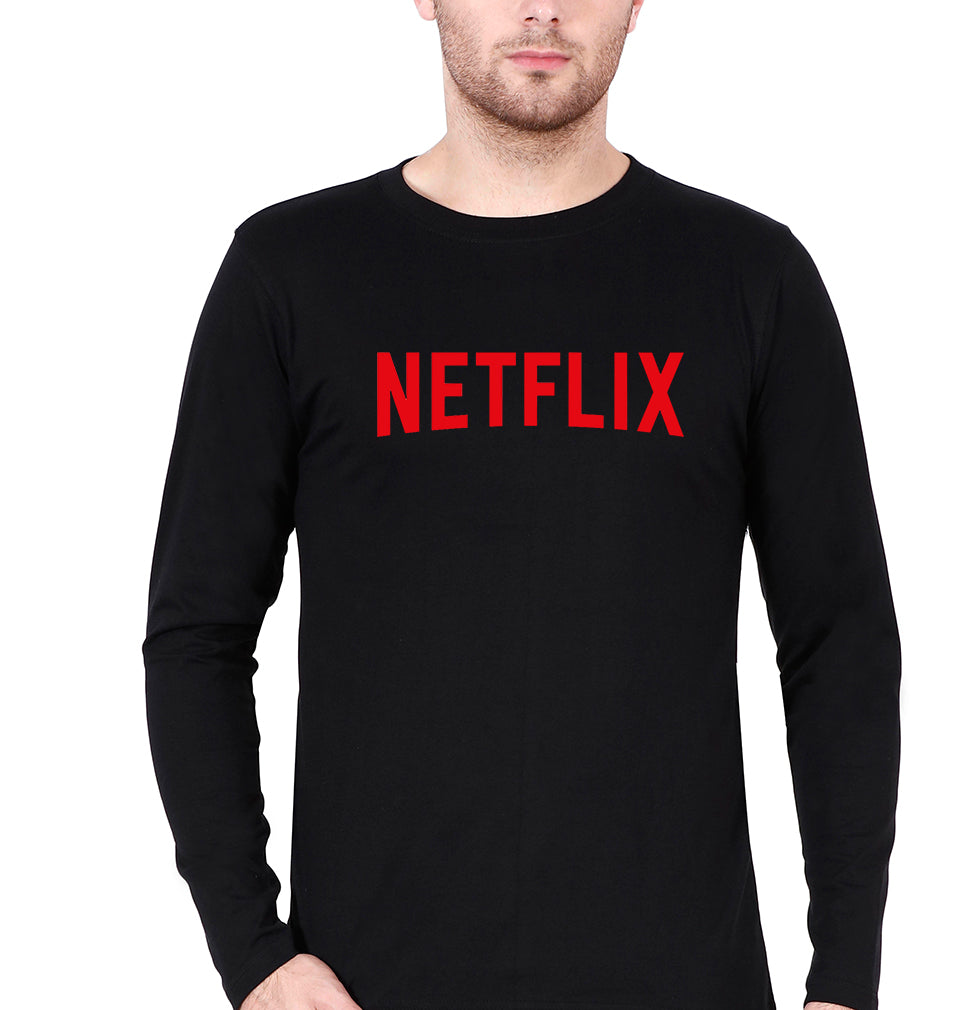 Netflix Full Sleeves T-Shirt for Men-Black-Ektarfa.online
