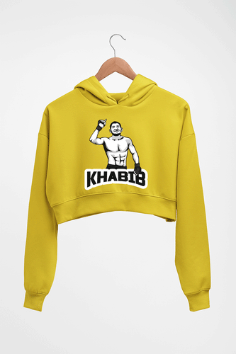 Khabib Nurmagomedov Crop HOODIE FOR WOMEN-Mustard Yellow-Ektarfa.online