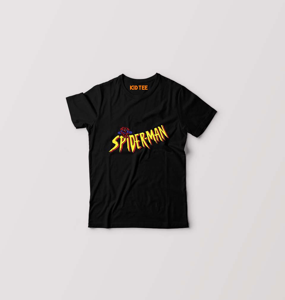 Spiderman Superhero Kids T-Shirt for Boy/Girl-0-1 Year(20 Inches)-Black-Ektarfa.online
