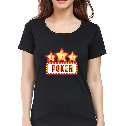 Poker T-Shirt for Women-XS(32 Inches)-Black-Ektarfa.online