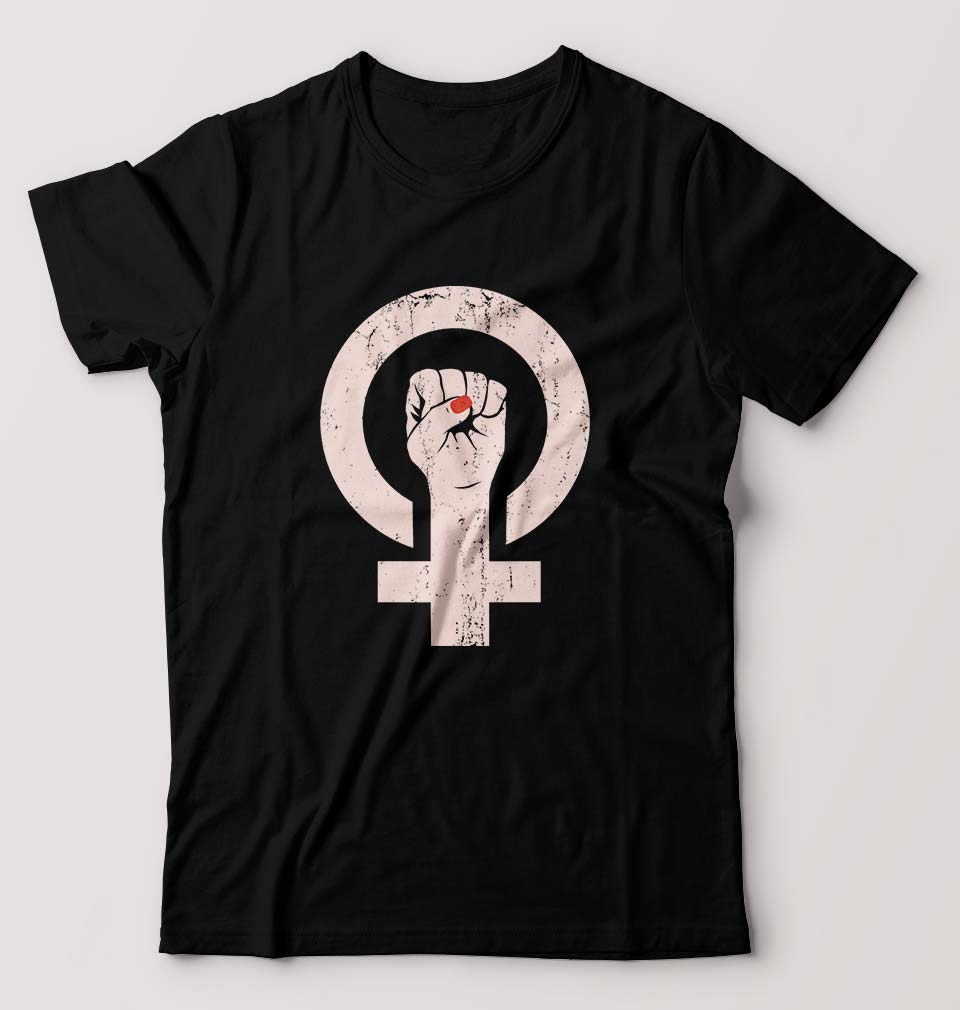 Feminist T-Shirt for Men-S(38 Inches)-Black-Ektarfa.online