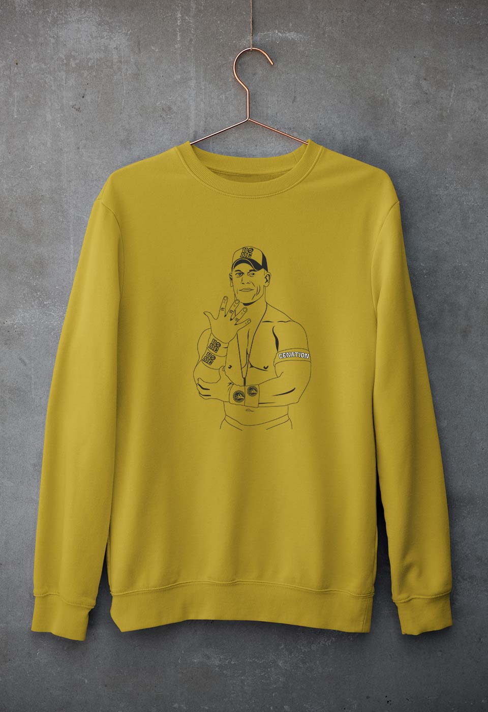 John Cena Unisex Sweatshirt for Men/Women-S(40 Inches)-Mustard Yellow-Ektarfa.online