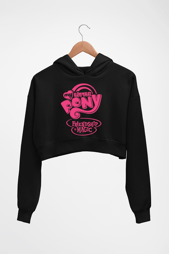 My Little Pony Crop HOODIE FOR WOMEN-Black-Ektarfa.online