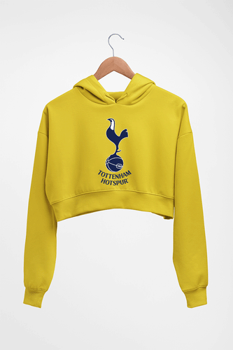 Tottenham Hotspur F.C Crop HOODIE FOR WOMEN-Mustard Yellow-Ektarfa.online
