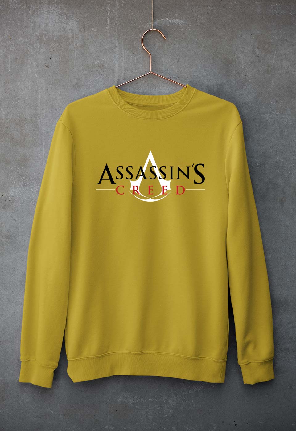 Assassin Creed Unisex Sweatshirt for Men/Women-S(40 Inches)-Mustard Yellow-Ektarfa.online