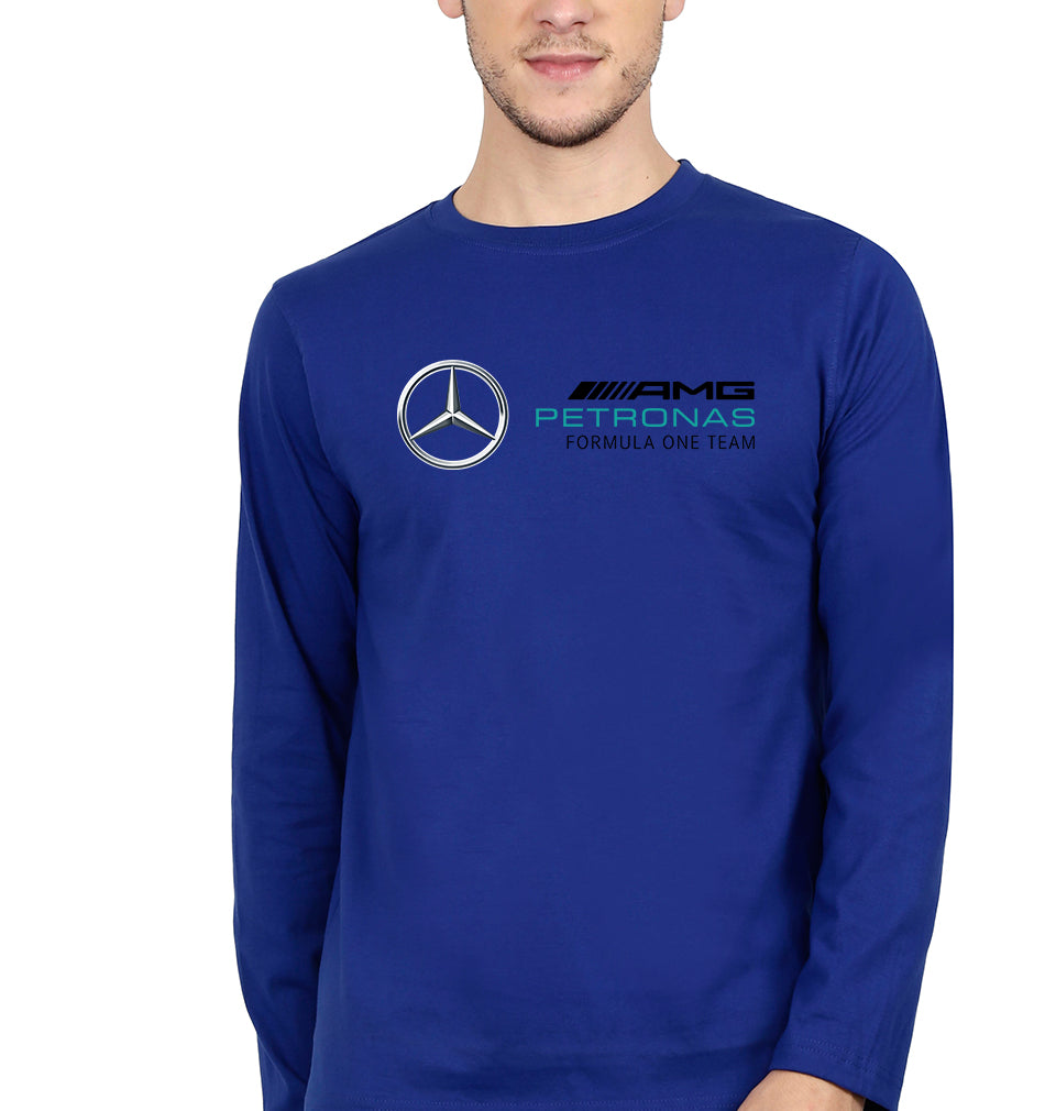 Mercedes AMG Petronas F1 Full Sleeves T-Shirt for Men-S(38 Inches)-Royal Blue-Ektarfa.online