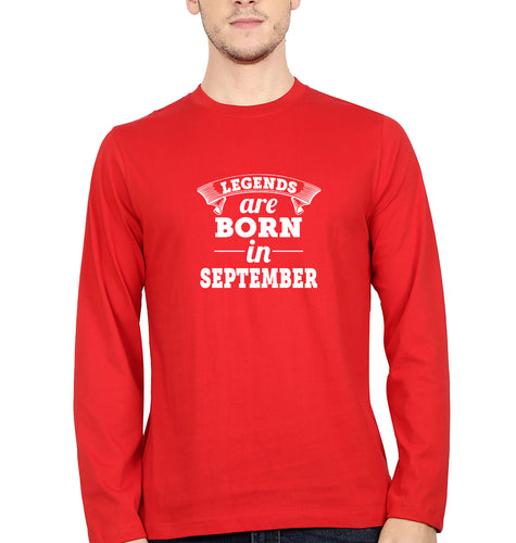 Legends are born in september Full Sleeves T-Shirt for Men-Red-Ektarfa.online