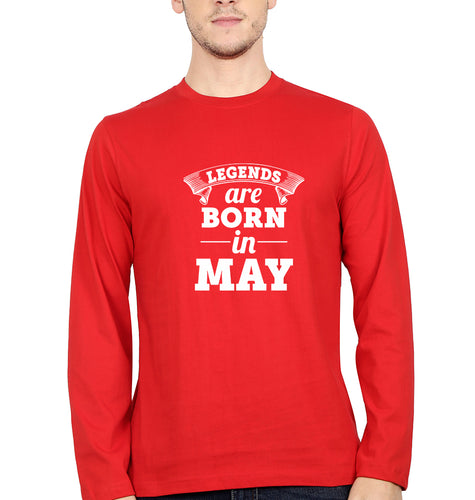 Legends are Born in May Full Sleeves T-Shirt for Men-Red-Ektarfa.online