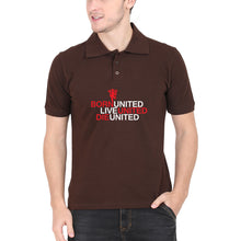 Load image into Gallery viewer, Born United Live United Die United Polo T-Shirt for Men-S(38 Inches)-Coffee Brown-Ektarfa.co.in
