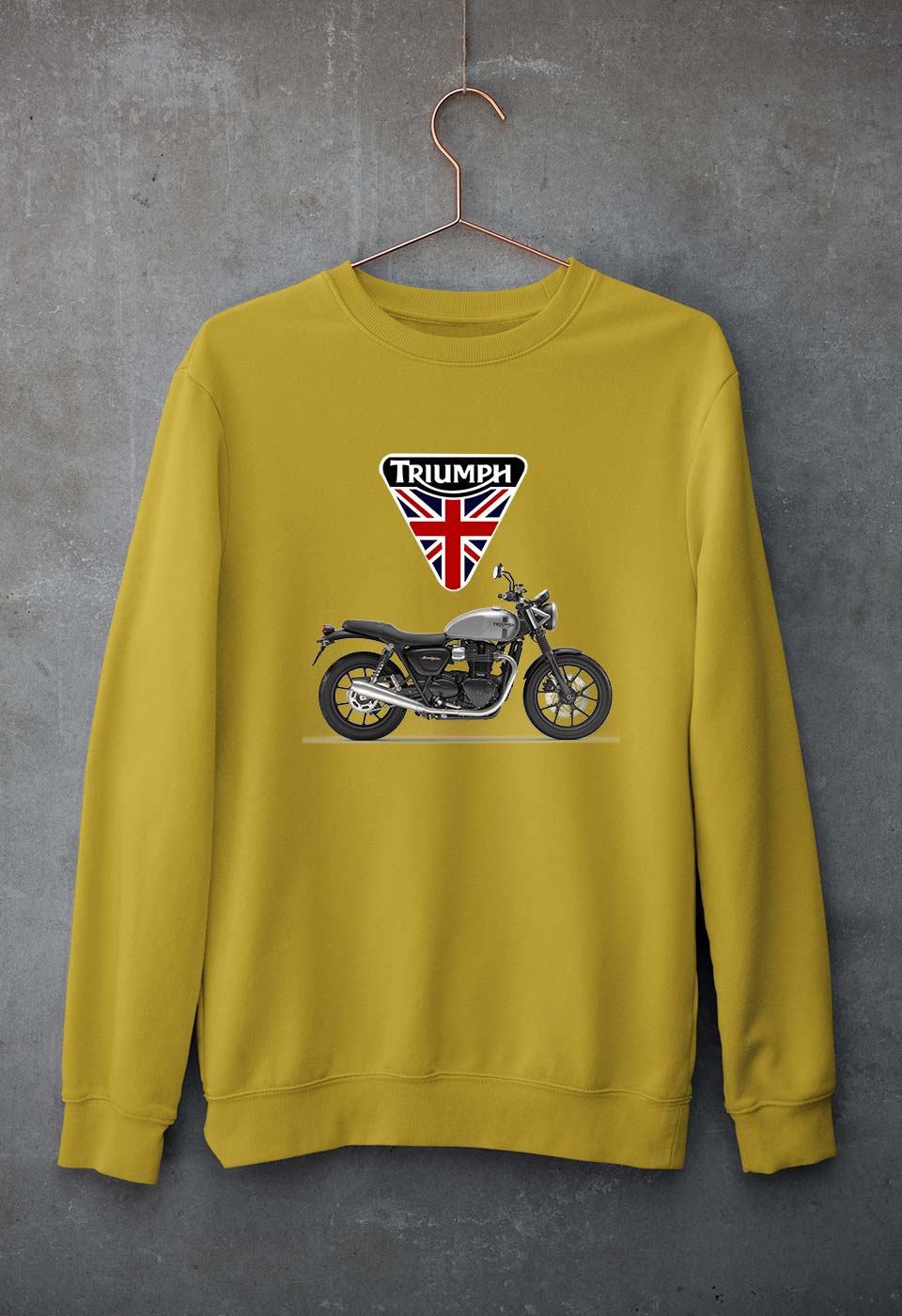 Triumph Motorcycles Unisex Sweatshirt for Men/Women-S(40 Inches)-Mustard Yellow-Ektarfa.online