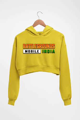 Battlegrounds Mobile India (BGMI) Crop HOODIE FOR WOMEN-Mustard Yellow-Ektarfa.online