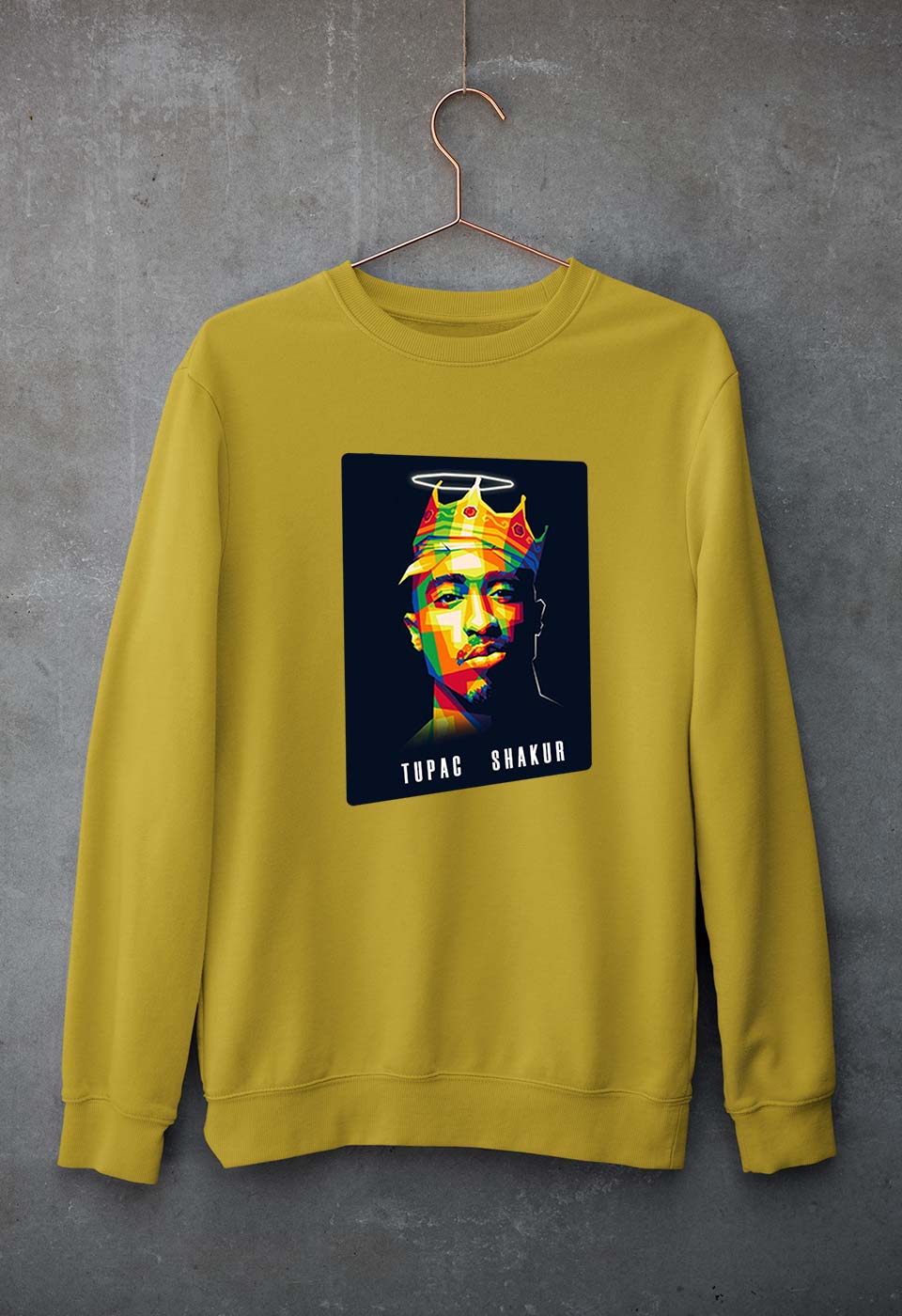 2Pac Tupac Unisex Sweatshirt for Men/Women-Mustard Yellow-Ektarfa.online