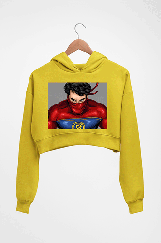 Minnal Murali Crop HOODIE FOR WOMEN-Mustard Yellow-Ektarfa.online