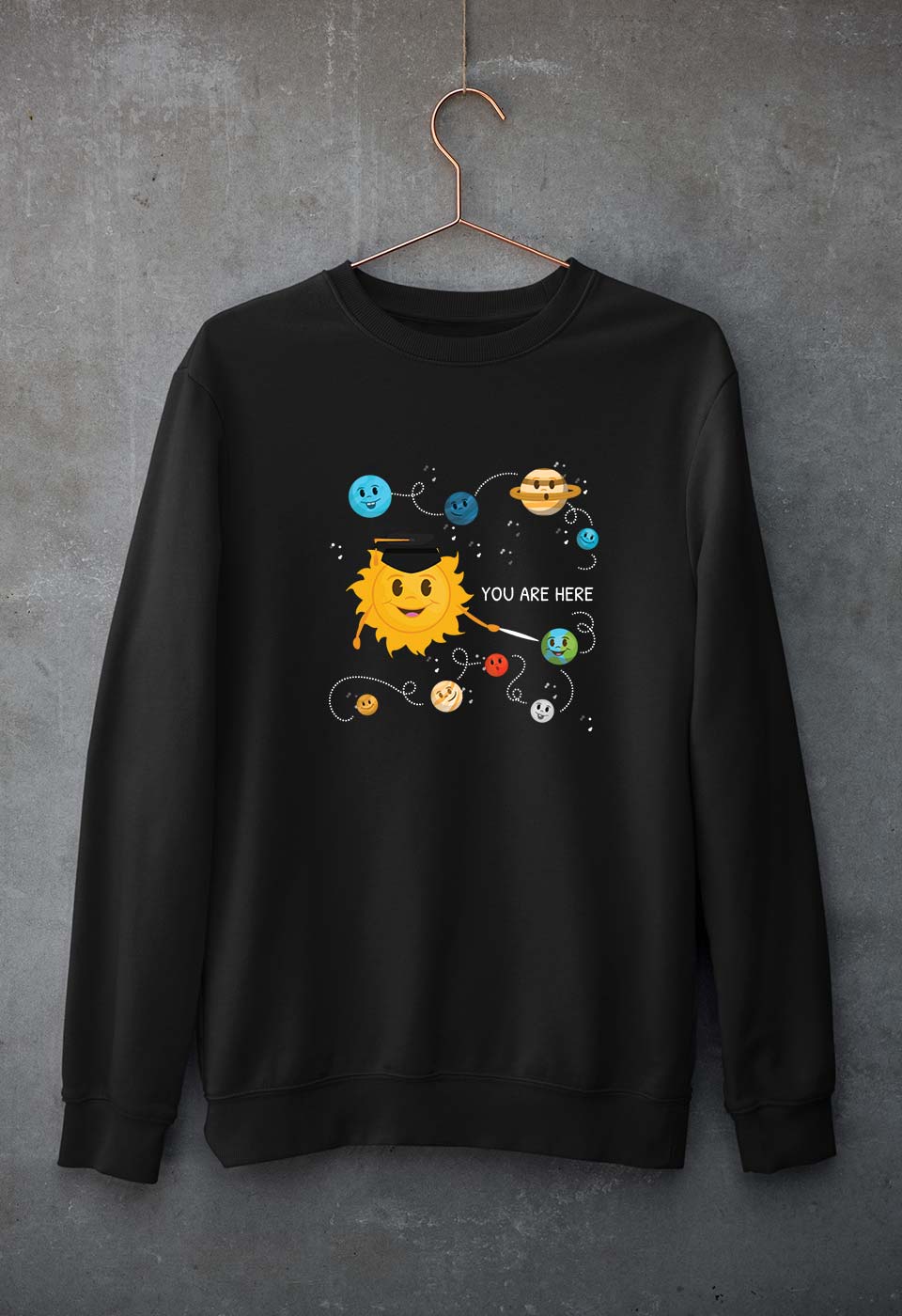 Solar System Unisex Sweatshirt for Men/Women-S(40 Inches)-Black-Ektarfa.online