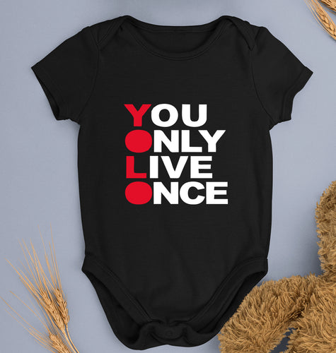 You Live Only Once(YOLO) Kids Romper For Baby Boy/Girl-Black-Ektarfa.online