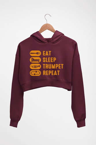 Trumpet Crop HOODIE FOR WOMEN-Maroon-Ektarfa.online