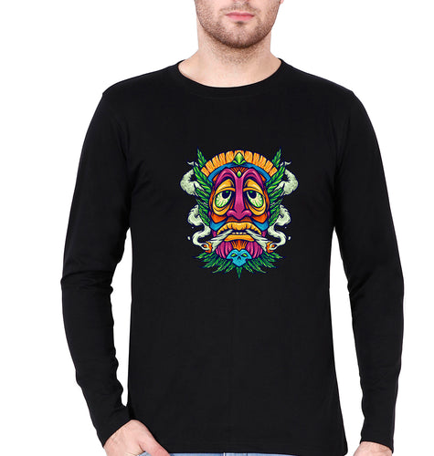 Weed Joint Stoned Full Sleeves T-Shirt for Men-Black-Ektarfa.online