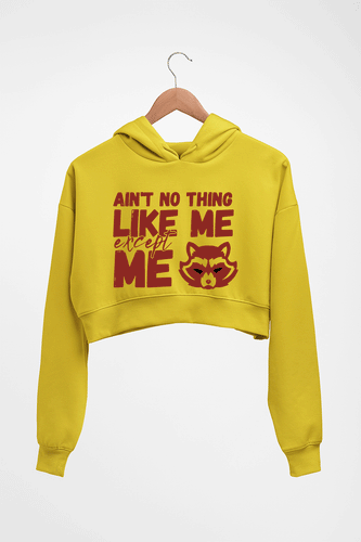 Rocket Raccoon Crop HOODIE FOR WOMEN-Mustard Yellow-Ektarfa.online