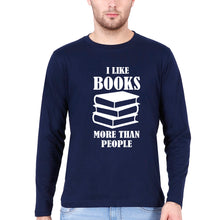 Load image into Gallery viewer, Like Books Full Sleeves T-Shirt for Men-Navy Blue-Ektarfa.online
