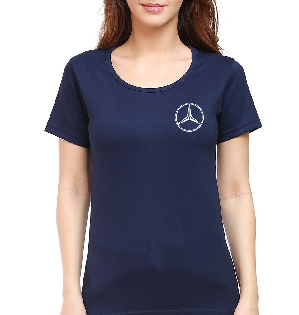 Mercedes-Benz T-Shirt for Women-XS(32 Inches)-Navy Blue-Ektarfa.online