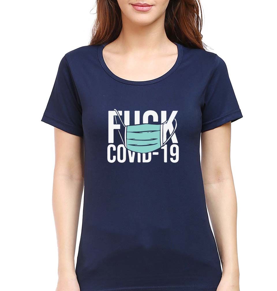 Fuck Covid T-Shirt for Women-Navy Blue-Ektarfa.online