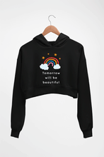 Load image into Gallery viewer, Tomorrow Will Be Beautiful Crop HOODIE FOR WOMEN-Black-Ektarfa.online
