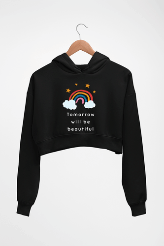 Tomorrow Will Be Beautiful Crop HOODIE FOR WOMEN-Black-Ektarfa.online