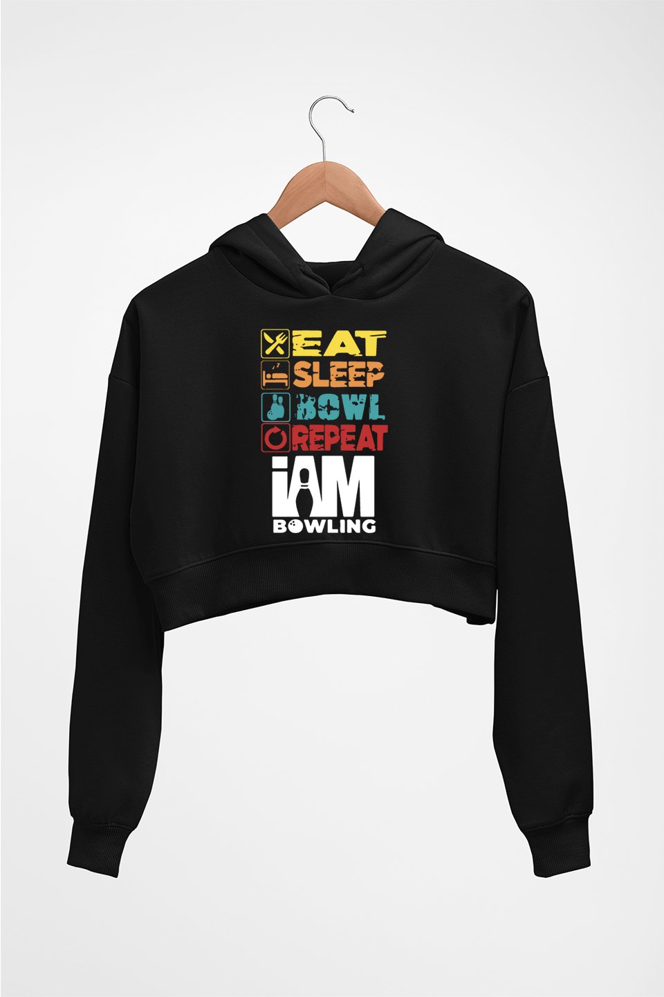 Bowling Crop HOODIE FOR WOMEN-Black-Ektarfa.online