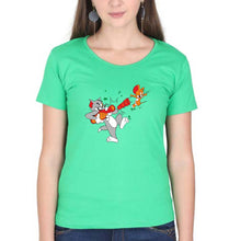 Load image into Gallery viewer, Tom and Jerry T-Shirt for Women-XS(32 Inches)-Flag Green-Ektarfa.online
