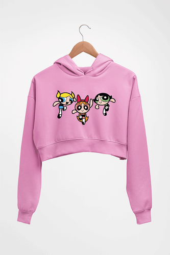 Powerpuff Girls Crop HOODIE FOR WOMEN-Light Baby Pink-Ektarfa.online
