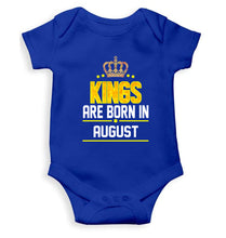 Load image into Gallery viewer, Kings Are Born In August Kids Romper For Baby Boy/Girl-0-5 Months(18 Inches)-Royal Blue-Ektarfa.online
