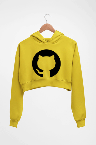 GitHub Crop HOODIE FOR WOMEN-Mustard Yellow-Ektarfa.online