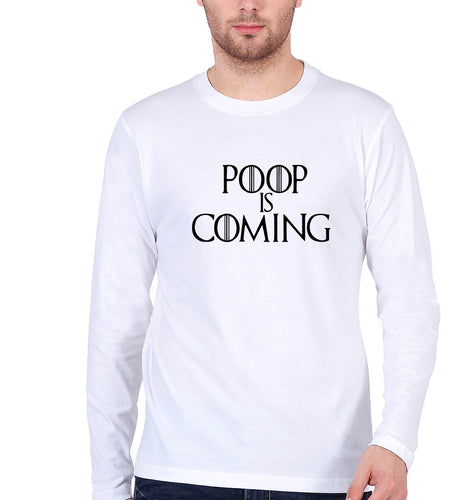 Poop Is Coming Full Sleeves T-Shirt for Men-White-Ektarfa.online