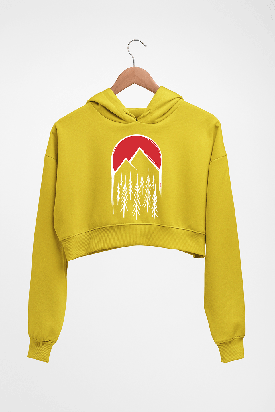 Twin Peaks Crop HOODIE FOR WOMEN-Mustard Yellow-Ektarfa.online