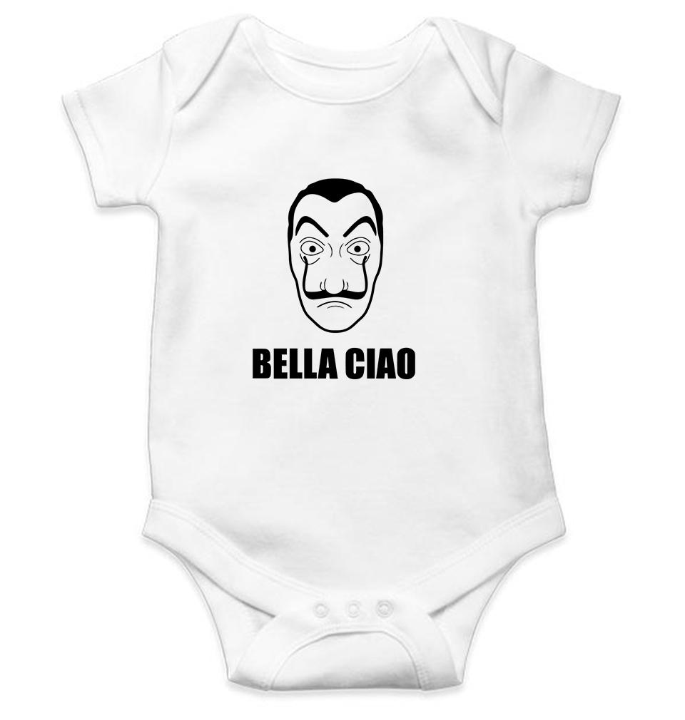 Money Heist Bella Ciao Kids Romper For Baby Boy/Girl-0-5 Months(18 Inches)-White-Ektarfa.online