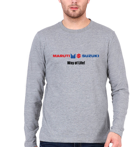 Maruti-Suzuki Full Sleeves T-Shirt for Men-Grey Melange-Ektarfa.online