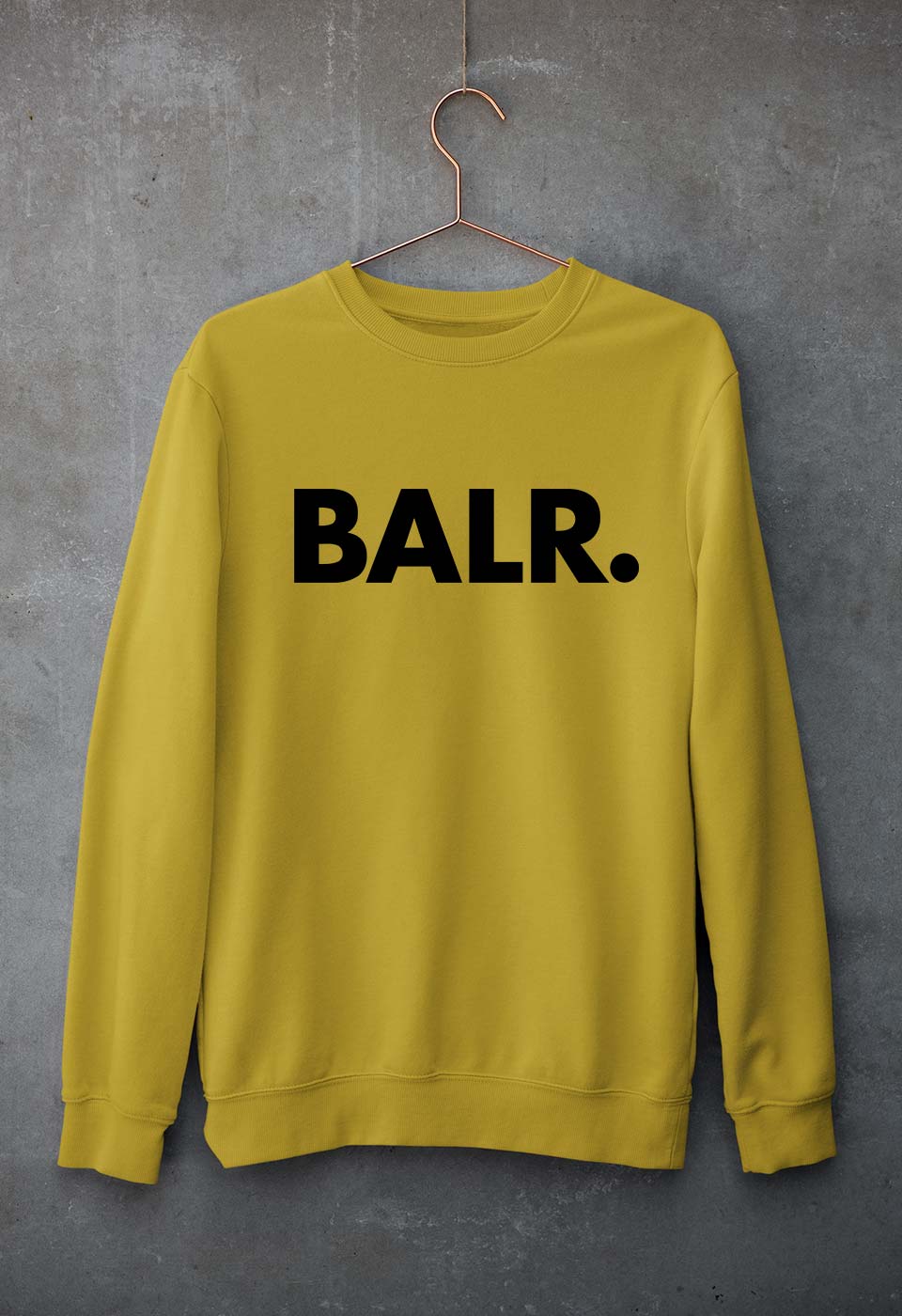 BALR Unisex Sweatshirt for Men/Women-S(40 Inches)-Mustard Yellow-Ektarfa.online